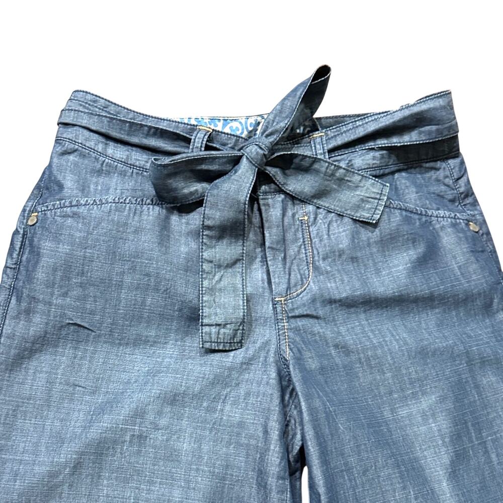 Tommy Bahama Chambray Tie Waist Wide Leg Pants Blue Lyocell Women's Size 4 - Picture 3 of 9